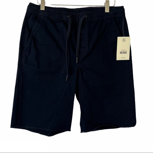Hedge Mens Stretch Twill Shorts Pockets Drawstring Surged Hem Size S/P/P - Picture 1 of 10